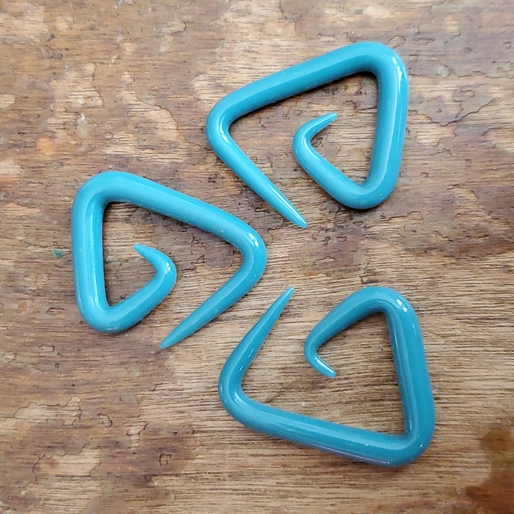 3 Glass Aqua Sprial Size 4 gauge Earrings Handmade by Nirvana Glass